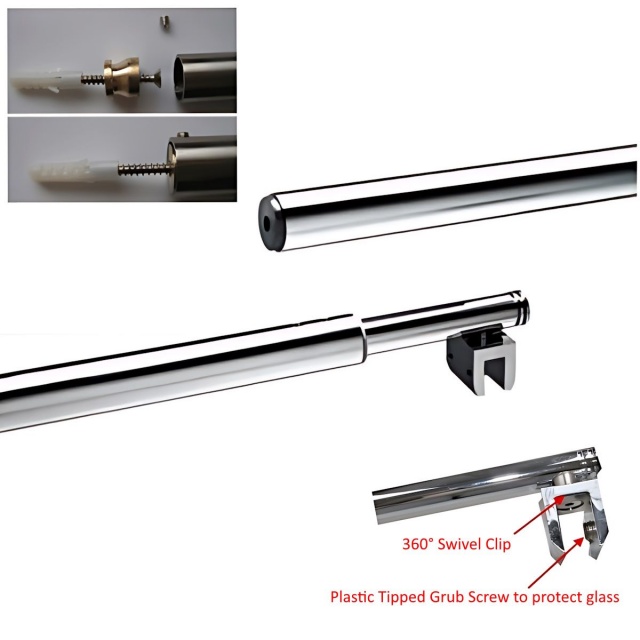 Adjustable Wall to Glass Support Bar