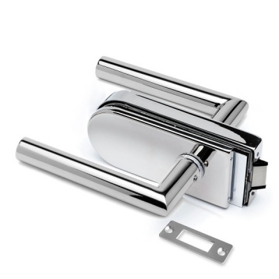 Stainless Steel Glass Door Latch with Mitred Lever Handles - Mirror Polished