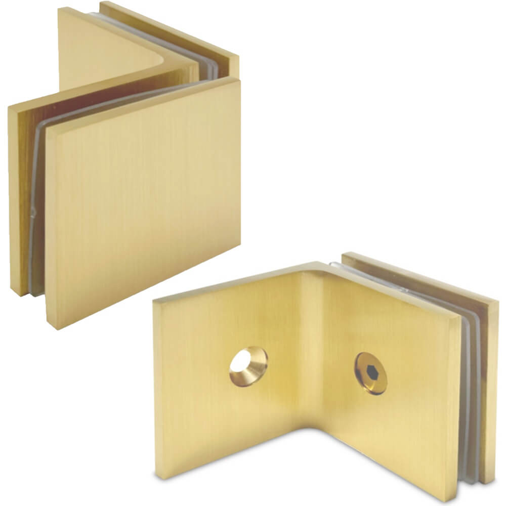 Shower Screen Brackets in Satin Brass