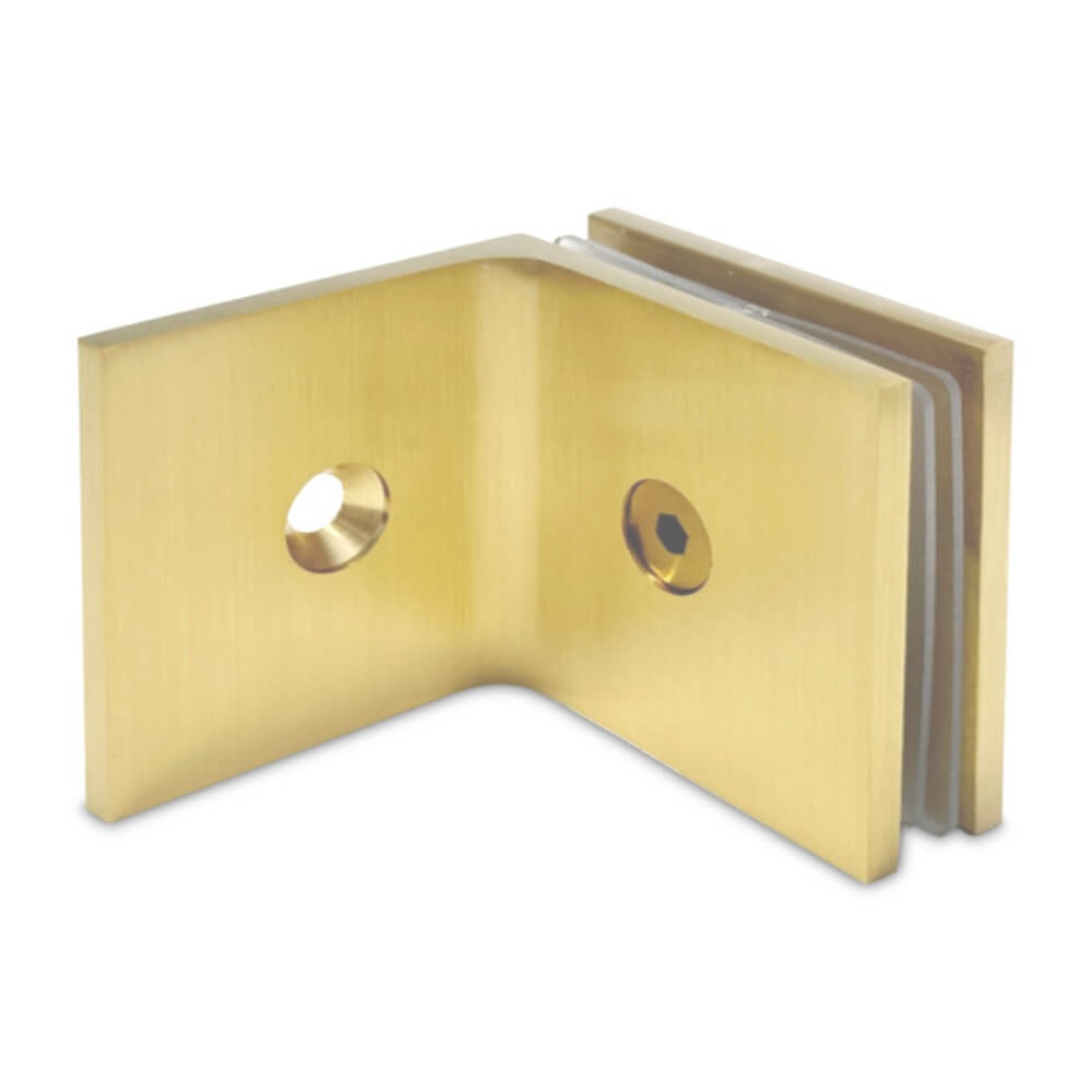Shower Screen Brackets in Satin Brass