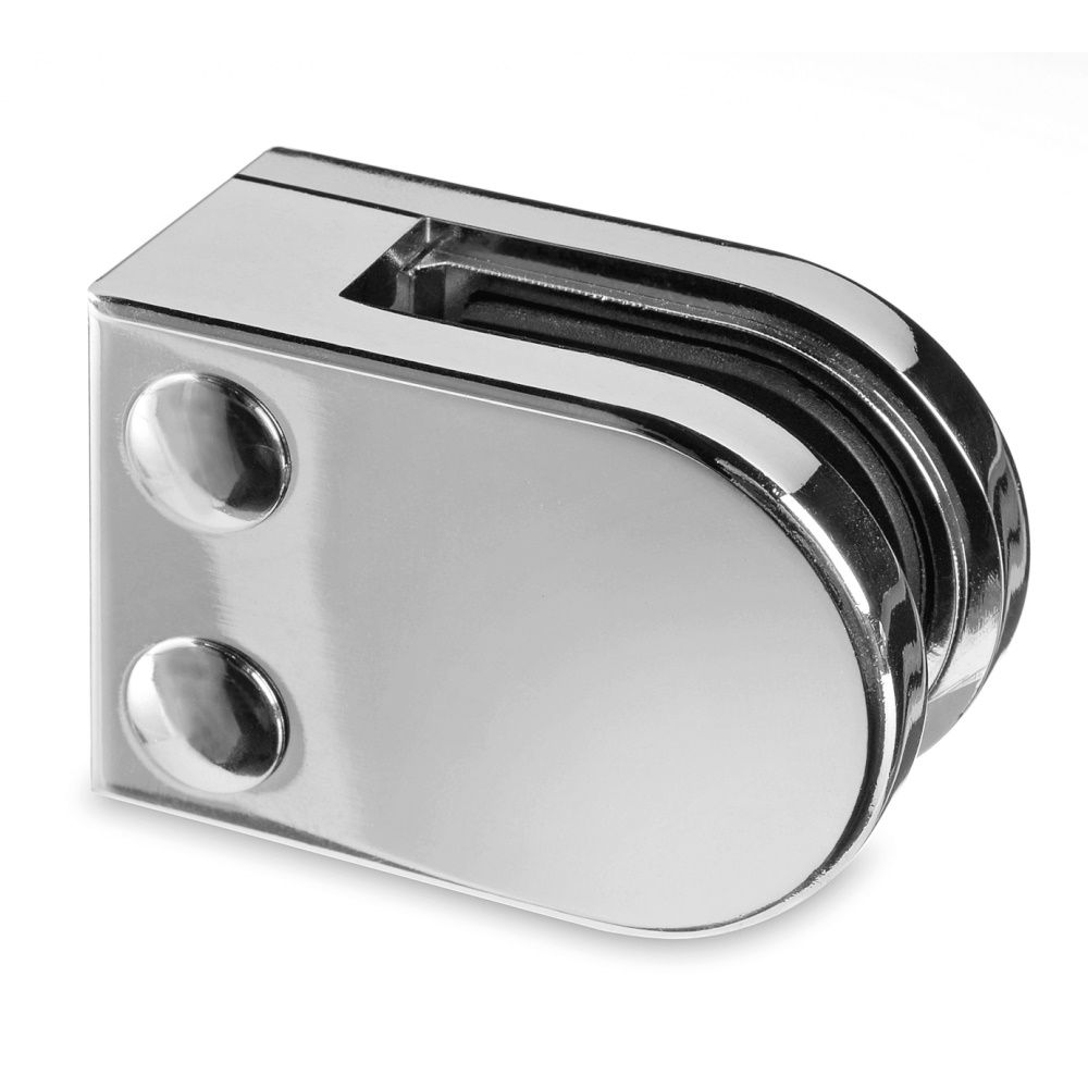 'D' Shaped Glass Clamp with Flat Base Zintec