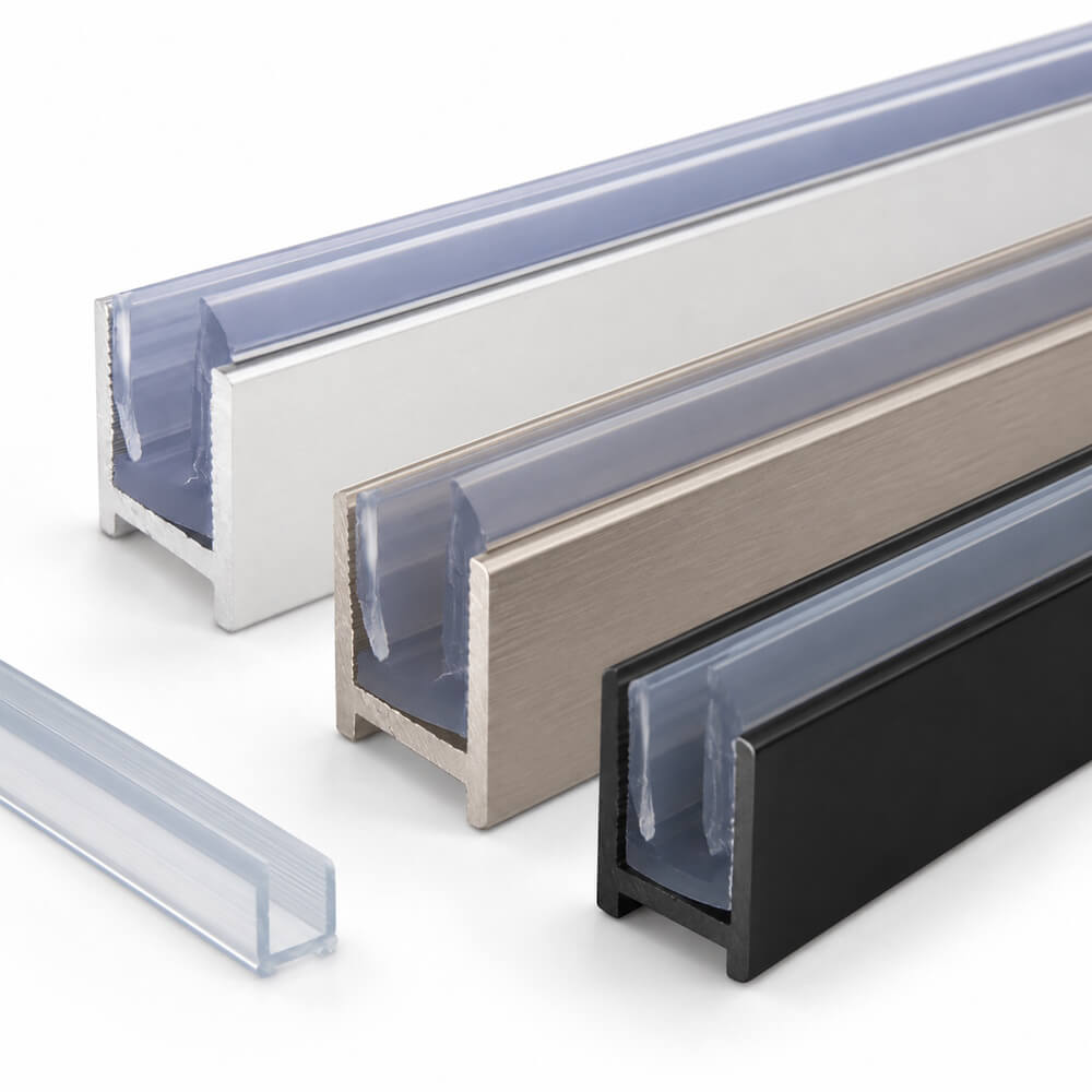 Dry Glaze Shower U-Channel with Insert - for 8mm or 10mm Glass