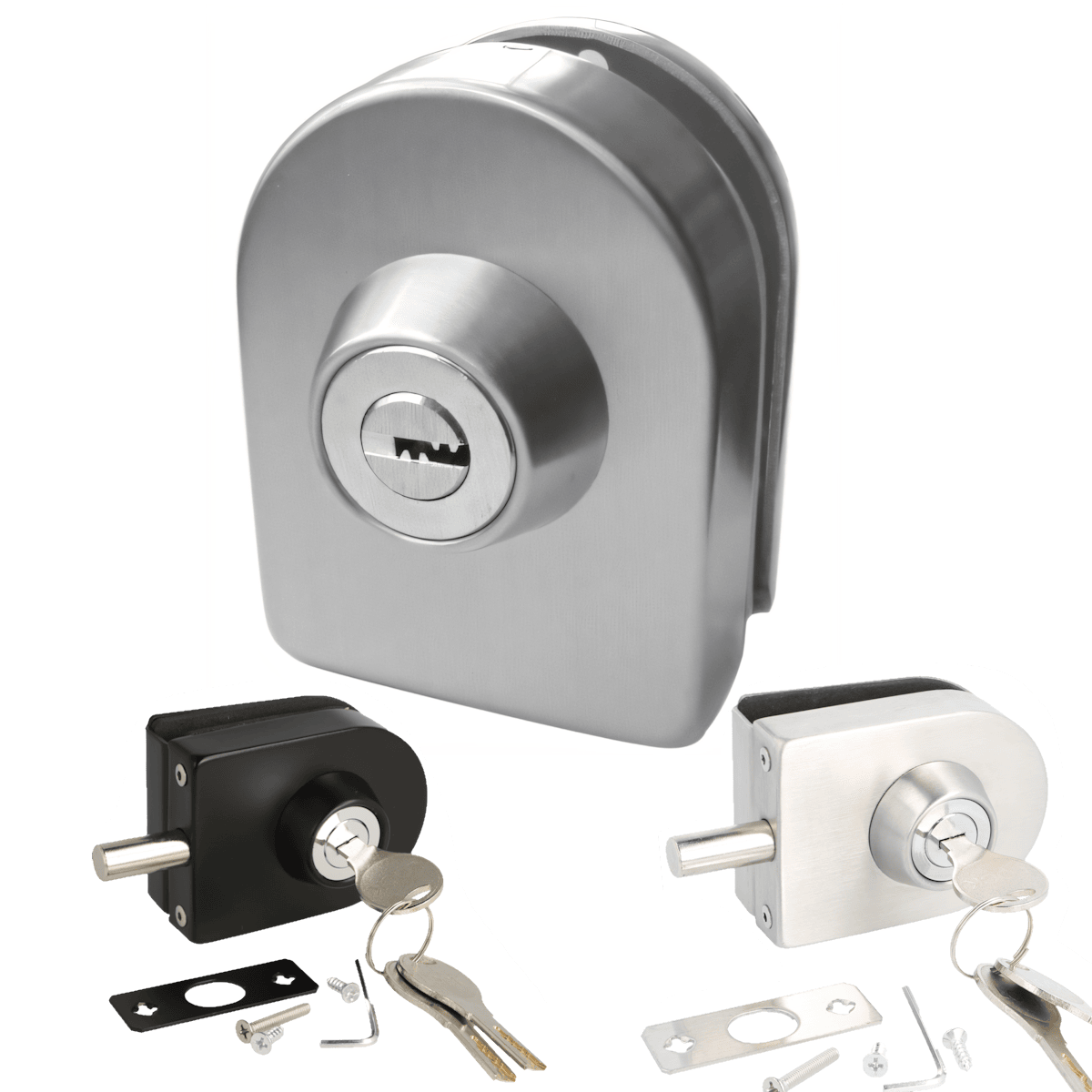 Glass Door Lock with Strike Plate - No Drilling