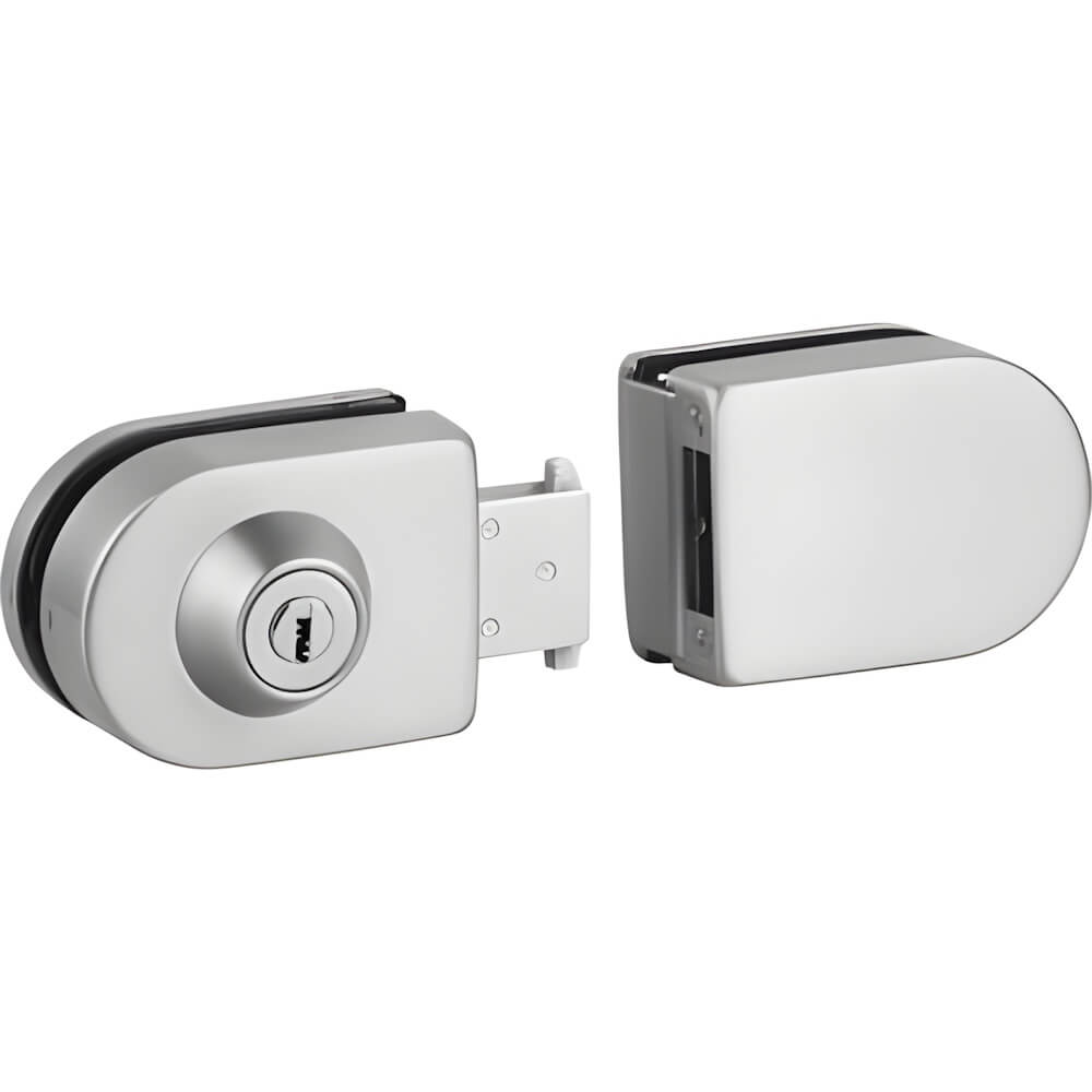 Retrofit Glass Door Lock with Strike Box - No Notching