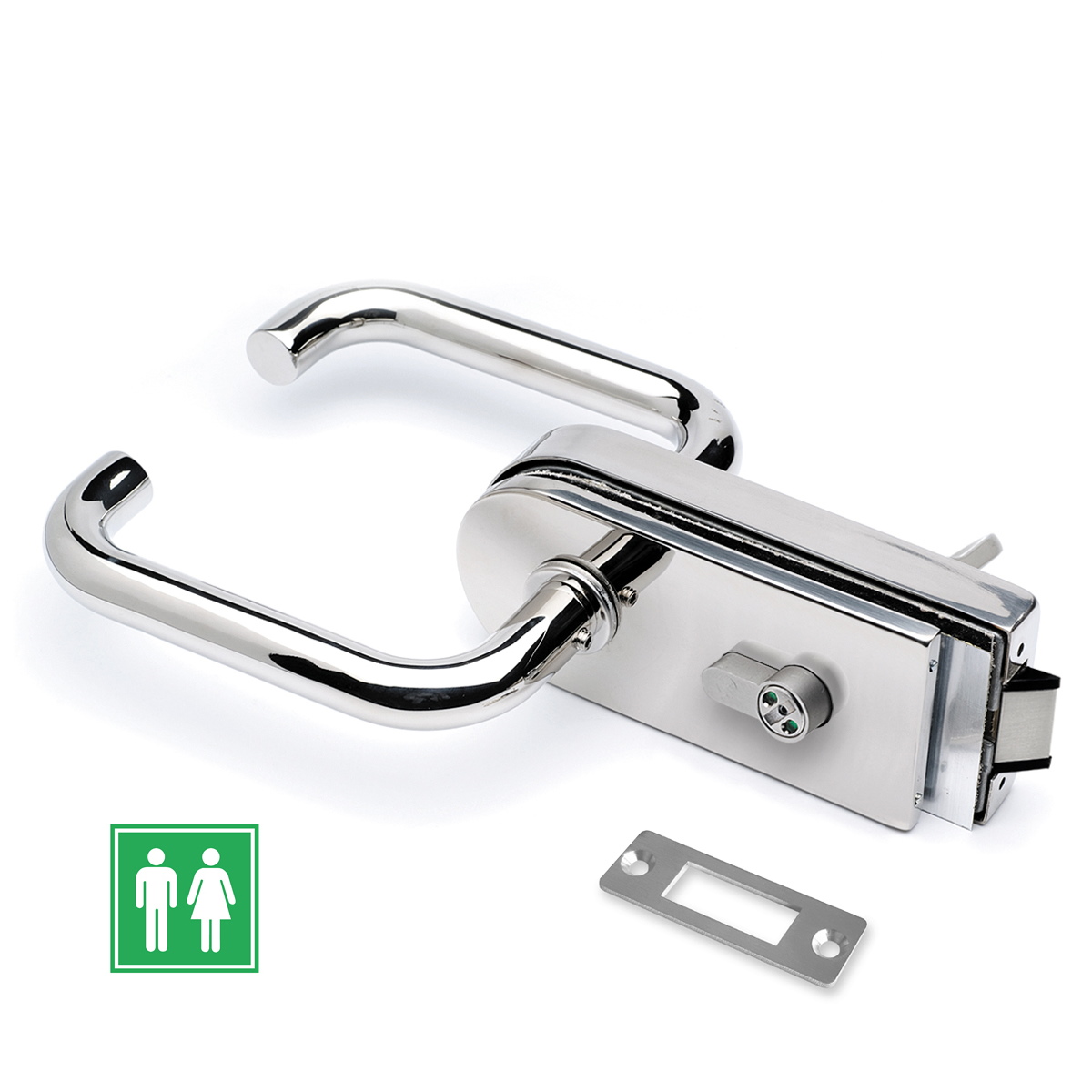 Glass Door Lock for Bathroom & Toilet with Handle & Indicator