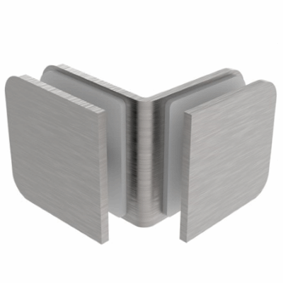 Square Glass Clip - Satin Stainless Steel