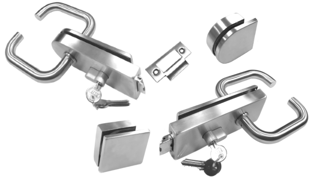 Glass Door Lock with Return-to-Door Lever Handles