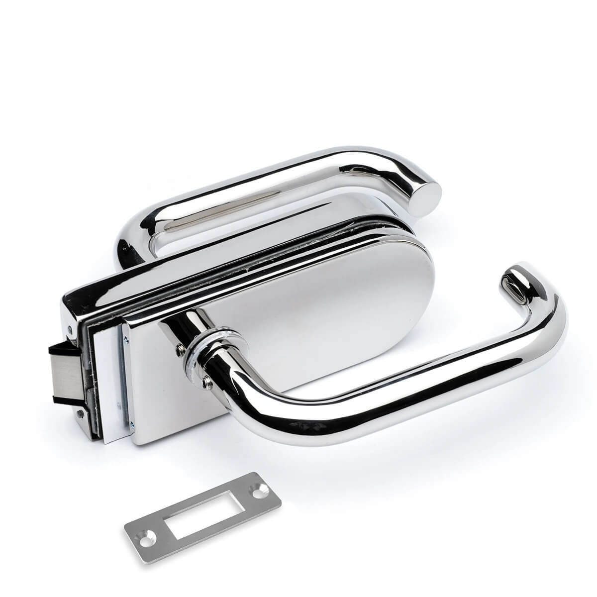 Stainless Steel Glass Door Latch with Lever Handles - Wall-to-Glass