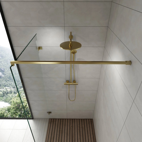 Shower Screen Reinforcement Bar - Square, Matt Brass Finish