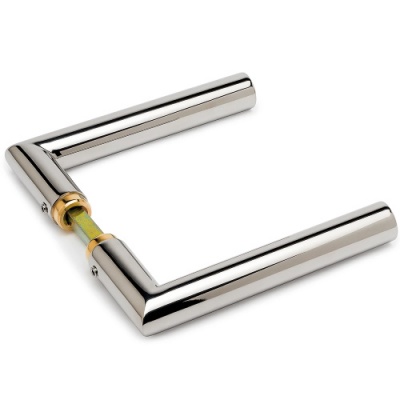 Straight Mitred Design Lever Handle Set - Mirror Polished Finish