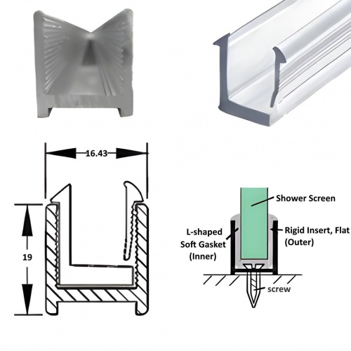 Shower U-Channels with Insert for 8 or 10mm Glass