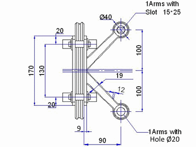 90 Degree Two-Arm Fin Spider