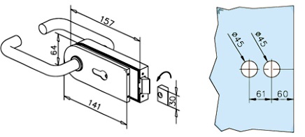 Stainless Steel Lock with Lever handles for Glass Door Dimensions