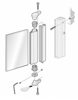 Aluminium Wall Profile Hinge no glass hole needed