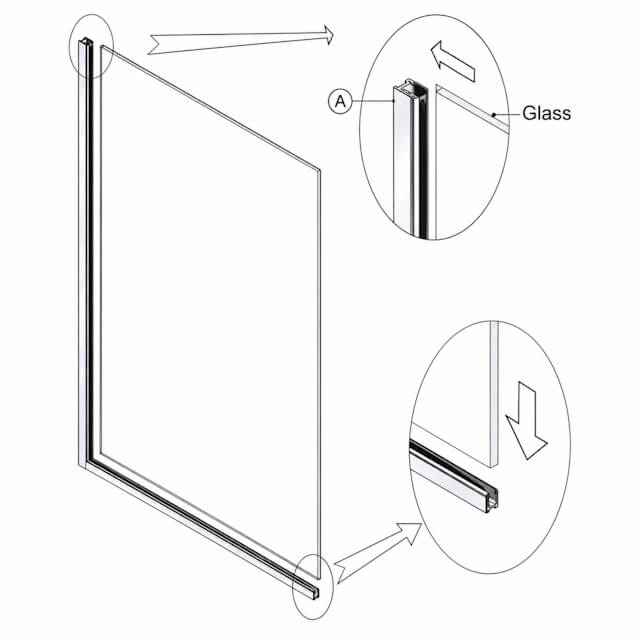 Dry Glaze Shower U-Channel with Insert - for 8mm or 10mm Glass
