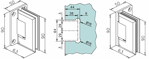 Stainless Steel Glass Door Hinge Wall Mounted
