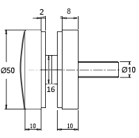 Ø50mm Glass Adapter with Flat Back for 8 - 18mm Glass